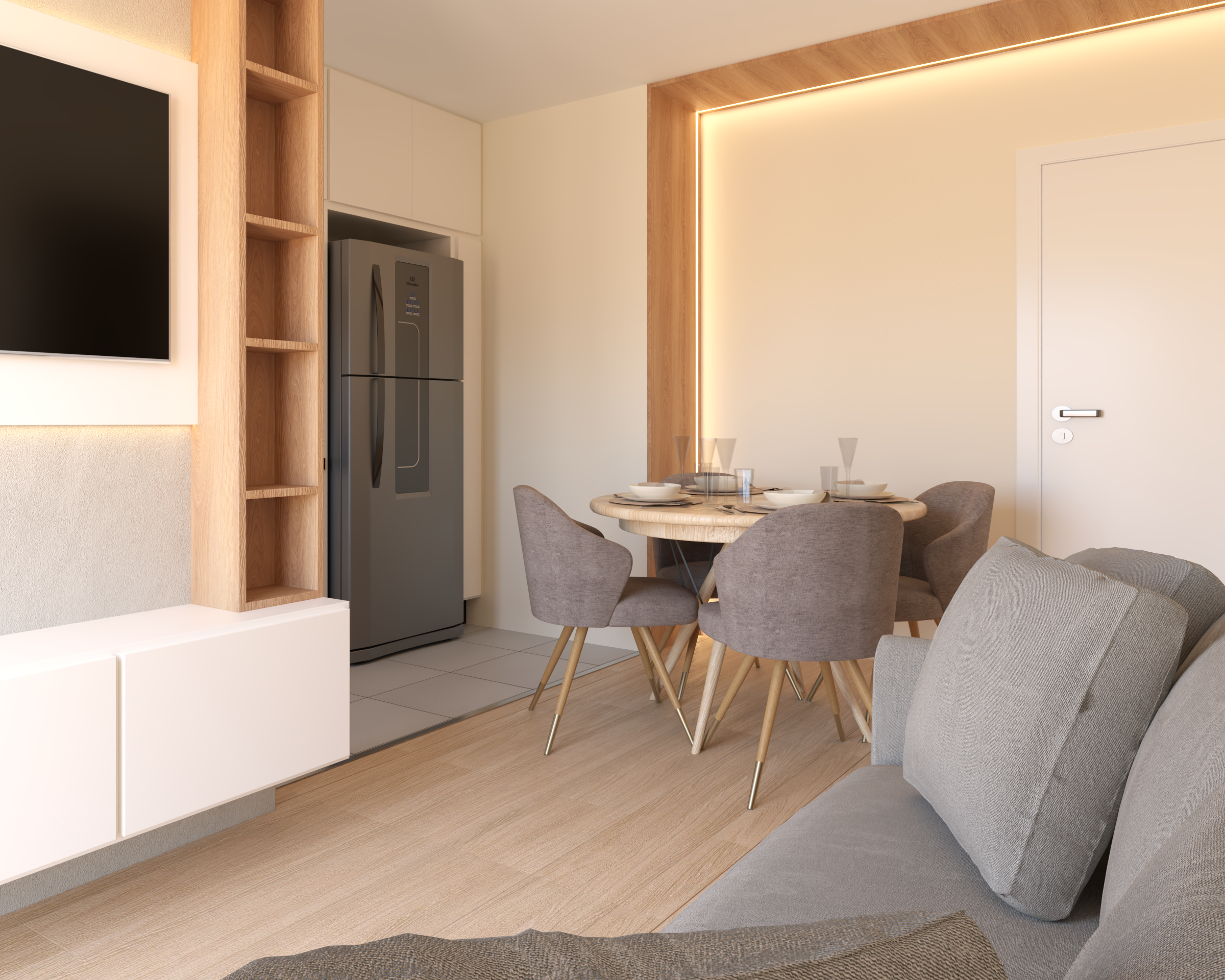 Projeto residencial com ambientes acolhedores e funcionais